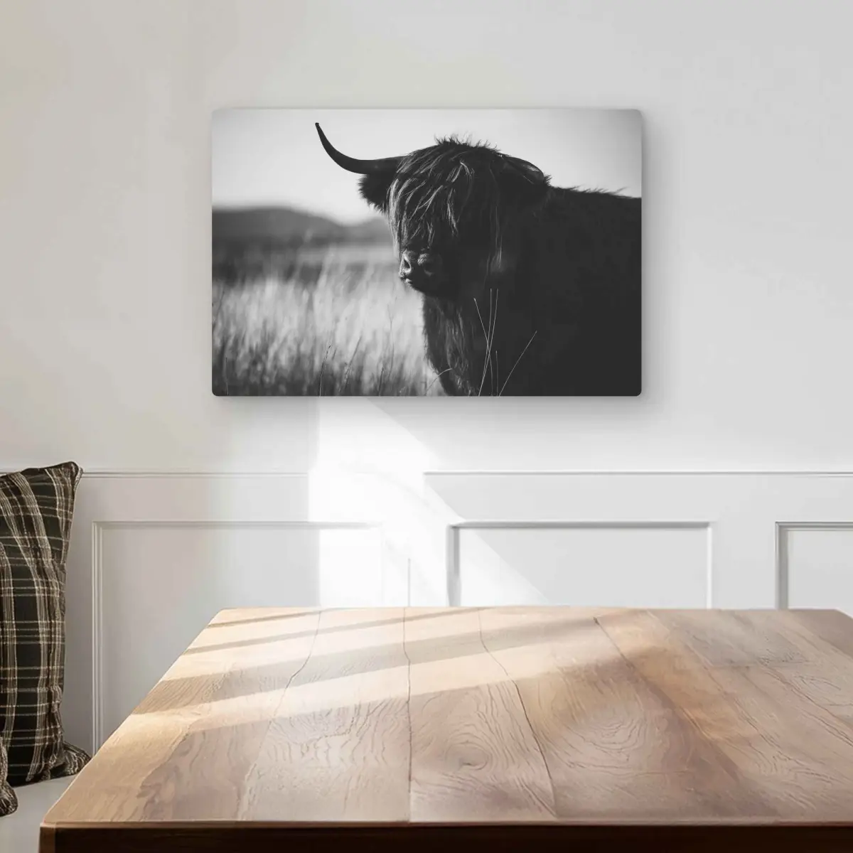 Begin Home Decor C1MP1218FH3RXB 12 x 18 in. Beautiful Monochrome Highland Cow Wall Art - Farm Animals Metal Print