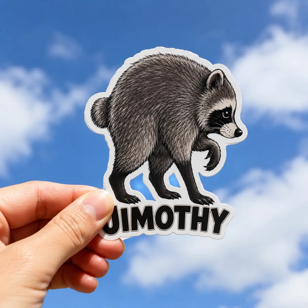 (Set of 1,2,3,5 pcs) Jimothy Raccoon Sticker, Raccoon Lover MemeSticker, Laptop Phone or Water Bottle Sport Decal