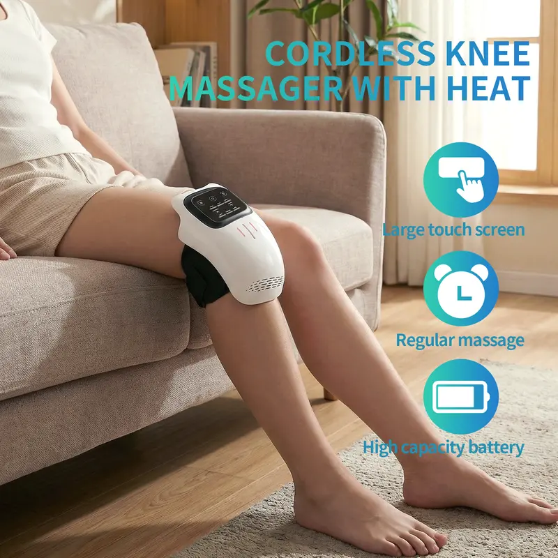 Knee Massager,Cordless Knee Massager and Vibration,Adjustable Temperature Knee Massager with Clear Visible LED Screen Comfort 4
