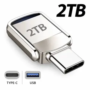 2TB USB-C Flash Drive, USB 3.2 Dual Connector Portable Metal Memory Stick for Phone, PC & Mac Data Transfer