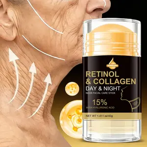 Retinol Collagen Neck Face Care Stick, Hyaluronic Acid Moisture, Firming Anti-Wrinkle, Portable Rotating Stick, No Hand Application, Travel Friendly