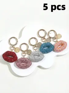 Mother's Day Lip Shape Handmade Rhinestone Keychain, Stylish Keychain, Perfect Gift for Women and Kids, Bag Charm, Car Key Fob, Phone Chain