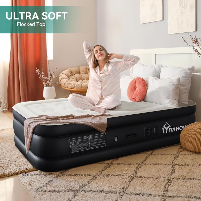 DWVO Twin/Twin XL Air Mattress with Built-in Pump and Carry Bag, Elevated Inflatable Mattress Blow Up Mattress for Camping, Home, & Portable Travel DWVO Twin/Twin XL Air Mattress with Built-in Pump and Carry Bag, Elevated Inflatable Mattress Blow Up Mattress for Camping, Home, & Portable Travel