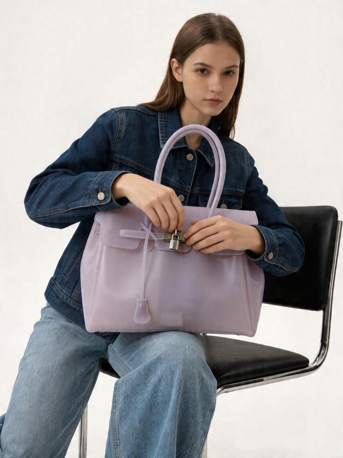Handbag, TPU transparent jelly bag, shoulder bag, tote bag.