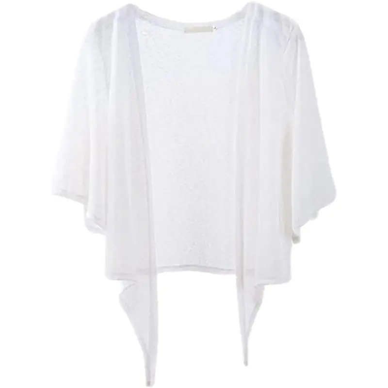 Women's Shrugs 3/4 Sleeve Open Front Cardigan Lightweight Tie Front Bolero Shrug