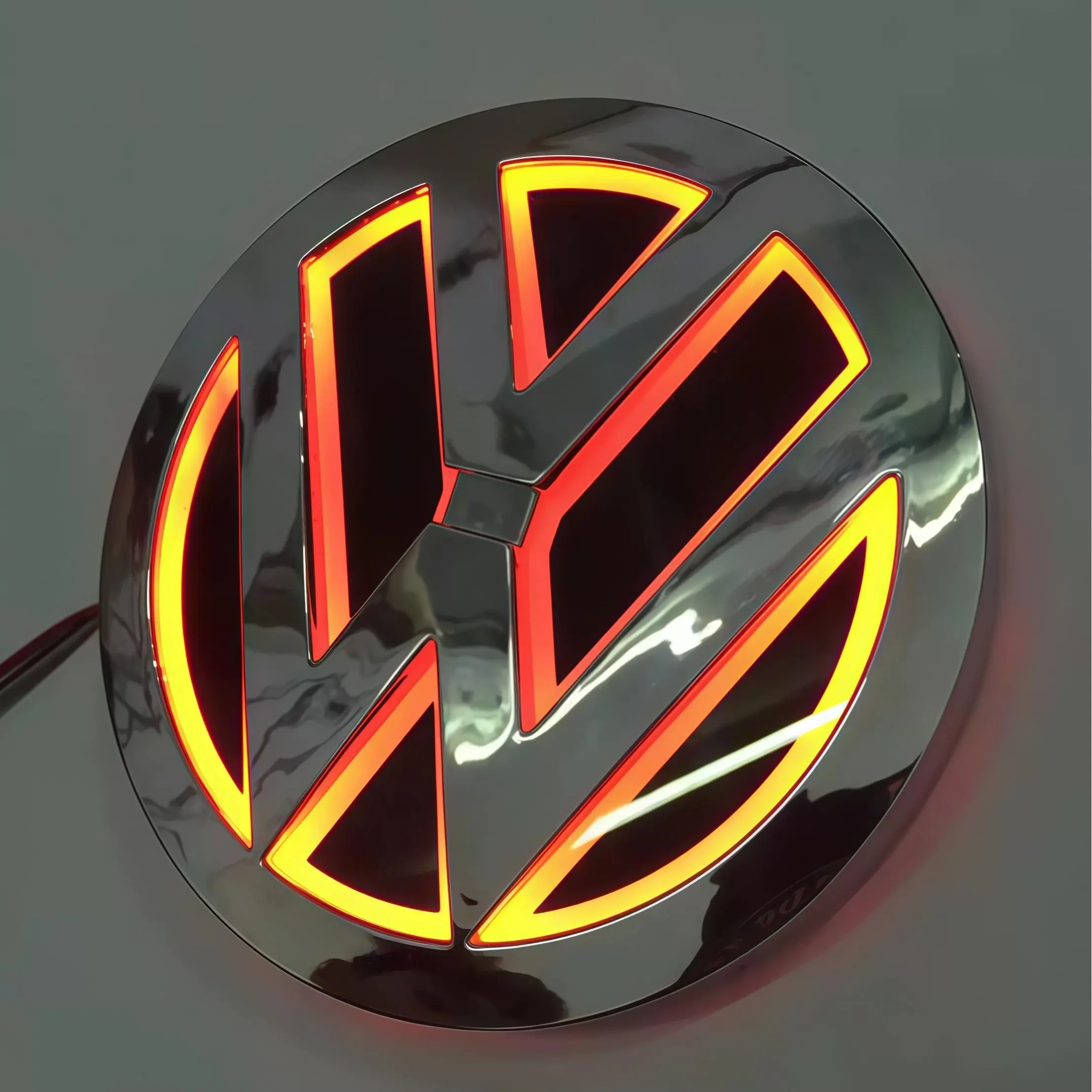 11cm Dynamic Illumination VW Grille Emblem - UV-Resistant ABS Cold-Light Car Decorative Light, Golf/Bora Fit Car Accessory, Weather-Sealed, Futuristic Look, Easy DIY Install Exterior Auto Replacement Part