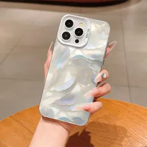 Elegant Silver Color High-End Fashion Shell Pattern TPU Case, Casing for iPhone 6-16 Pro Max, Full Protection Anti-Drop Shockproof Design, Compatible with Multiple Models