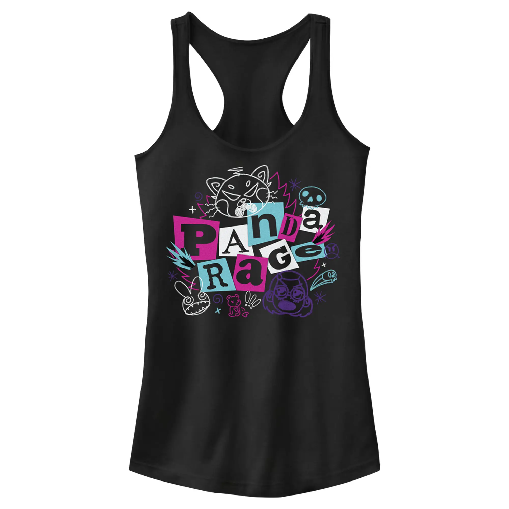 Juniors Womens Turning Red Panda Rage Doodles Racerback Tank Top