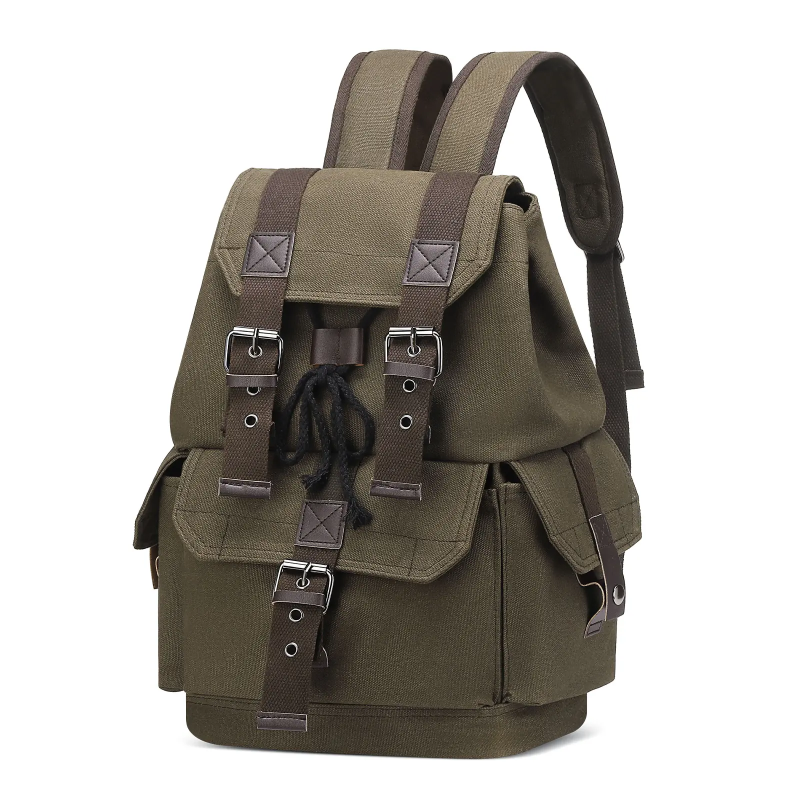 SUIKIHUM Vintage Canvas Backpack for Men Women, Durable Casual Daypack, Large Capacity Travel Rucksack Fits for Hiking and Daily Use