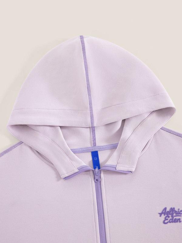Aelfric Eden Cloud Boxy Sweat Set Contrast Stitch Zip-Up Jacket & Shorts Oversized Unisex Casual Two-Piece Loungewear,father'sdaygifts