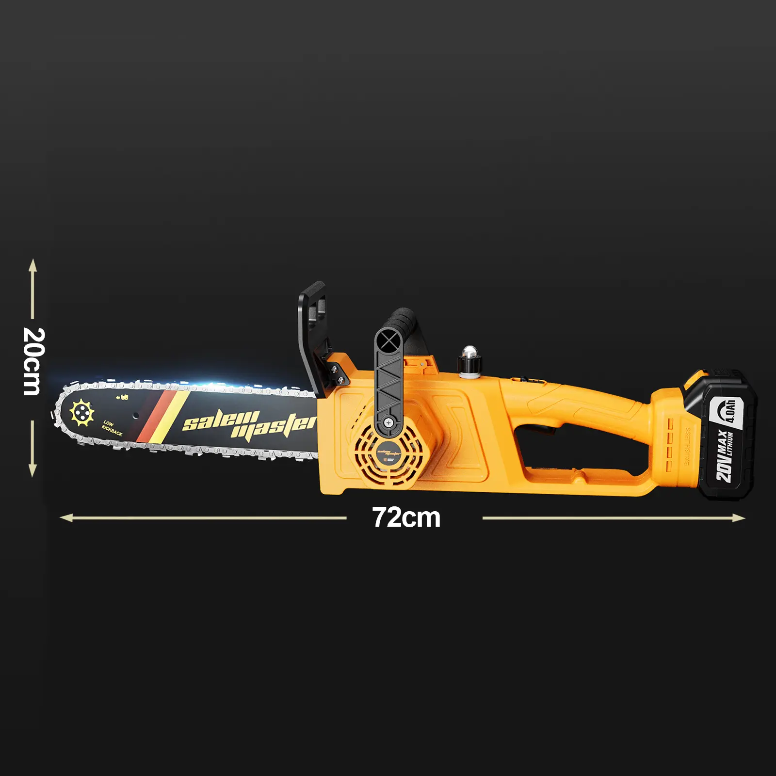 12-Inch Brushless Cordless Electric Chainsaw with 2 Batteries for Garden Yard Tree Branch Cutting