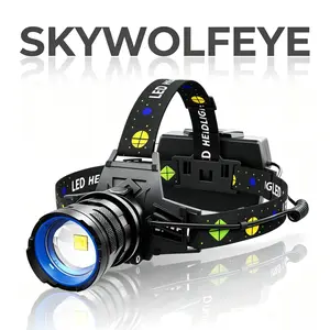 SKYWOLFEYE 150000 Lumen Rechargeable Headlamp Long Battery Life Detachable, 5 Modes Super Bright 30W Bulb IP68 Waterproof 90 ° Adjustable Headlight for Outdoor Camping Fishing Running Hunting Tactical Flashlight