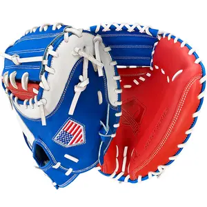 Hit Run Steal 34" Baseball Catcher's Mitt - Red/White/Blue