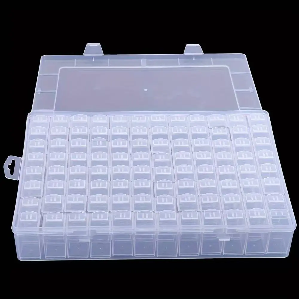 Diamond Painting Tools And Accessories Storage Set: Clear Compartment Box + Removable Grids, Bead/Drill Sorting Organizer, DIY Craft Accessory Case (Multiple Sizes)
