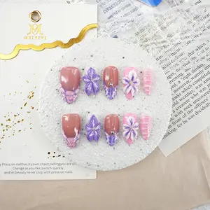 .DP.6847.Pink three-dimensional embossed wearable nails