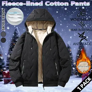 Men's Autumn and Winter Hooded Lamb Woolen Cotton Jacket -Warm and Puffed Full Zipper Jacket with Soft Polyester Lining,Zipper Pockets, Suitable for Cold Weather -Machine Washable, Regular Fit.Menswear Coats Menswear Coats Stylish Tops Beige Casual