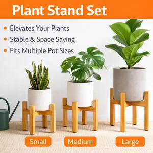 Plant Stand Indoor Flower Pot Stand Set 3 Sizes Small Medium Large Planter Holder Elevated Plant Shelf Modern Minimalist Home Living Room Garden Decor
