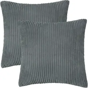 PiccoCasa 2 Pcs Soft Corduroy Throw Pillow Cover, Striped Cushion Cover, Throw Pillowcase for Sofa Couch Bedding Livingroom Car Seat Home Decor