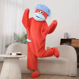 Big Mouth Monster Coral Fleece Onesie Pajamas Women Winter Thickened Cartoon Funny Kawaii Abstract Couple Sleepwear Loungewear