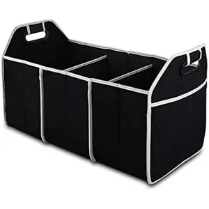 Universal Car Trunk Storage Bag, Portable Foldable 3 Compartment Organizer, Suitable for Suv Truck Van Sedan, Vehicle Rear Seat Holder