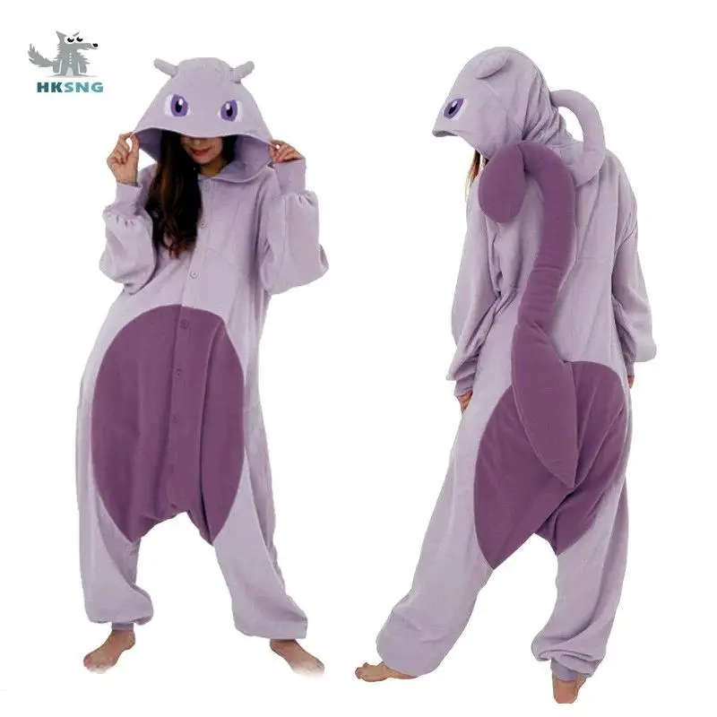 Mewtwo Oneisies Pajama for Adult Unisex Anime Kigurumi Pyjama Woman Pijama Halloween Christmas Party Cosplay Costume Winter Gift