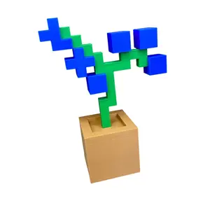 Pixelated Orchid Plant - 3D Orchid Decorative Plant - 2.3” x 6.5” x 6.8” - Made in the USA animal figurine