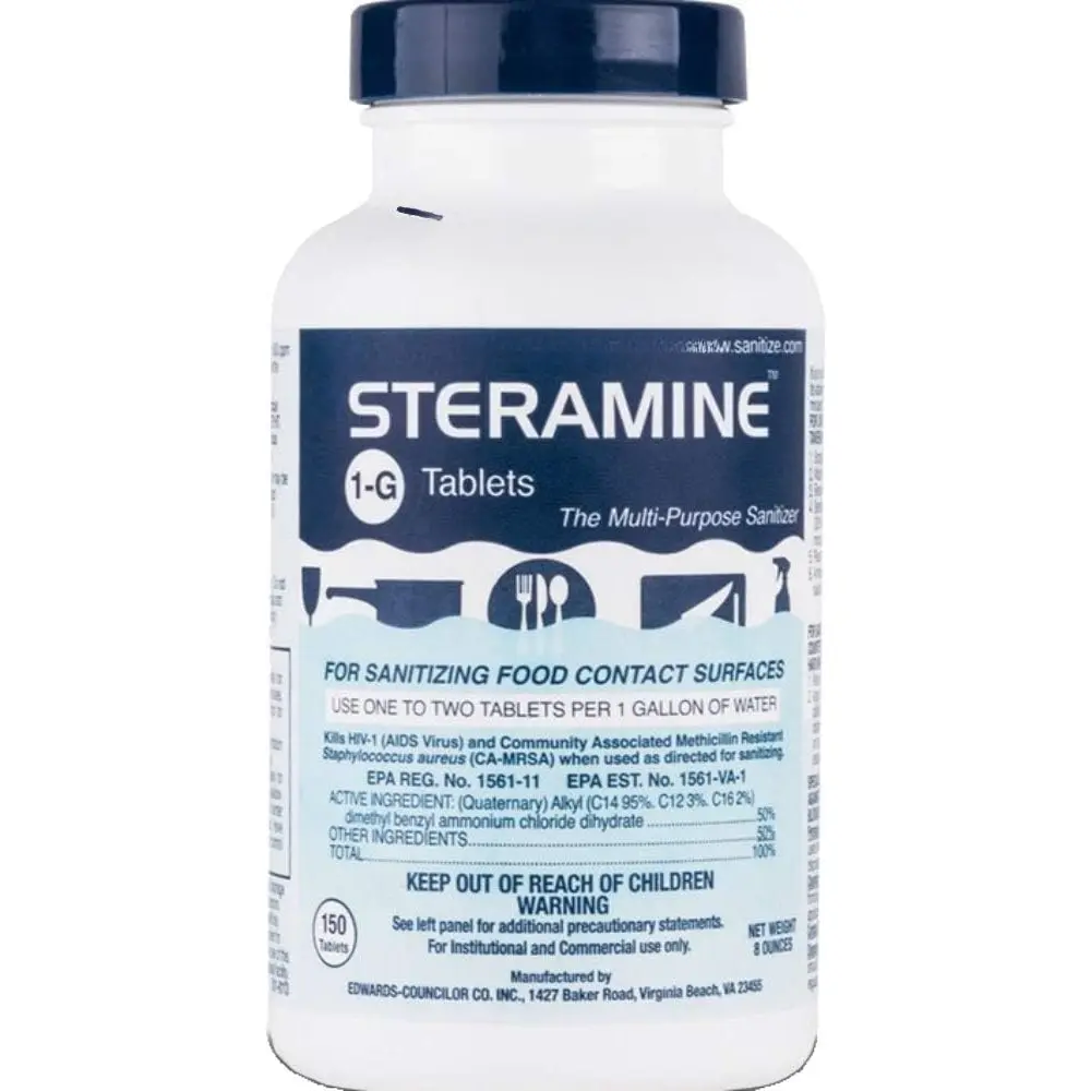 1 Bottle Steramine Tablet, Steramine Multi Purpose Sanitizer Tablet for  ,  Contact Surfaces, Bar, Hotel Kitchen, Busy Diners, Restaurants & FoodTrucks by  Co. (150 Tablets)