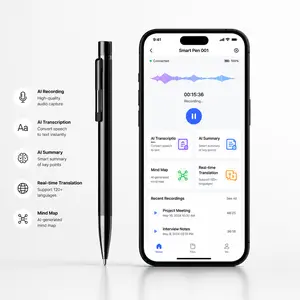 OVOLAPTICS 32GB AI Smart Meeting Notes Pen, Real-Time Transcription & Instant Summary Voice Recorder, 120+ Languages Translation, NO Monthly Subscription Fee, Secure Audio Recorder for Lectures & Office