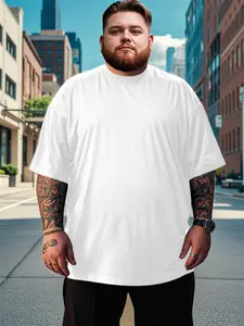 Big & Tall Custom T-Shirt for Men, Plus Size Oversized Heavyweight Cotton Tee, Personalized Photo Text Graphic Custom Shirts Drop Shoulder