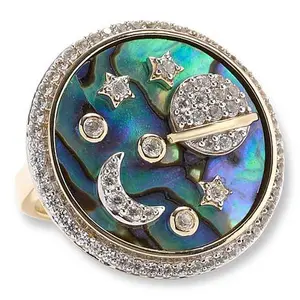 Rarities Gold-Plated Abalone Doublet Celestial Ring
