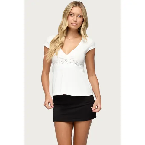 Arla Polka Dot V Neck Top