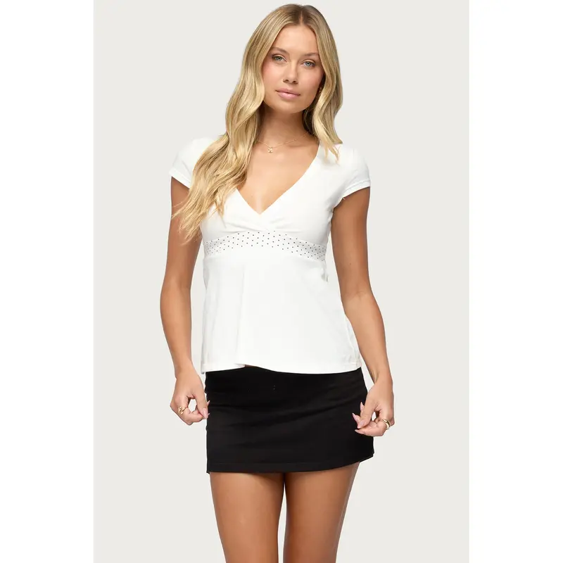 Arla Polka Dot V Neck Top