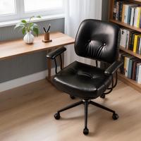 PU Black, Mid Back, Thick Cushion