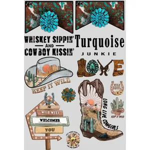 Western Junkie DTF Transfer Gang Sheet 24.5" wide x 36" long. Direct To Film Mini Gang Sheet