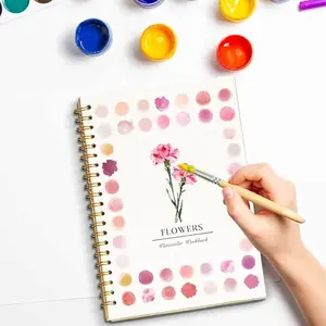 1PC Healing Watercolor Painting Book, Watercolor Workbook, smooth paper suitable for layering colors repeatedly, cute pet and plant dot illustrations, graffiti adult stress-relief journal, perfect Valentine's Day gift, adult coloring book