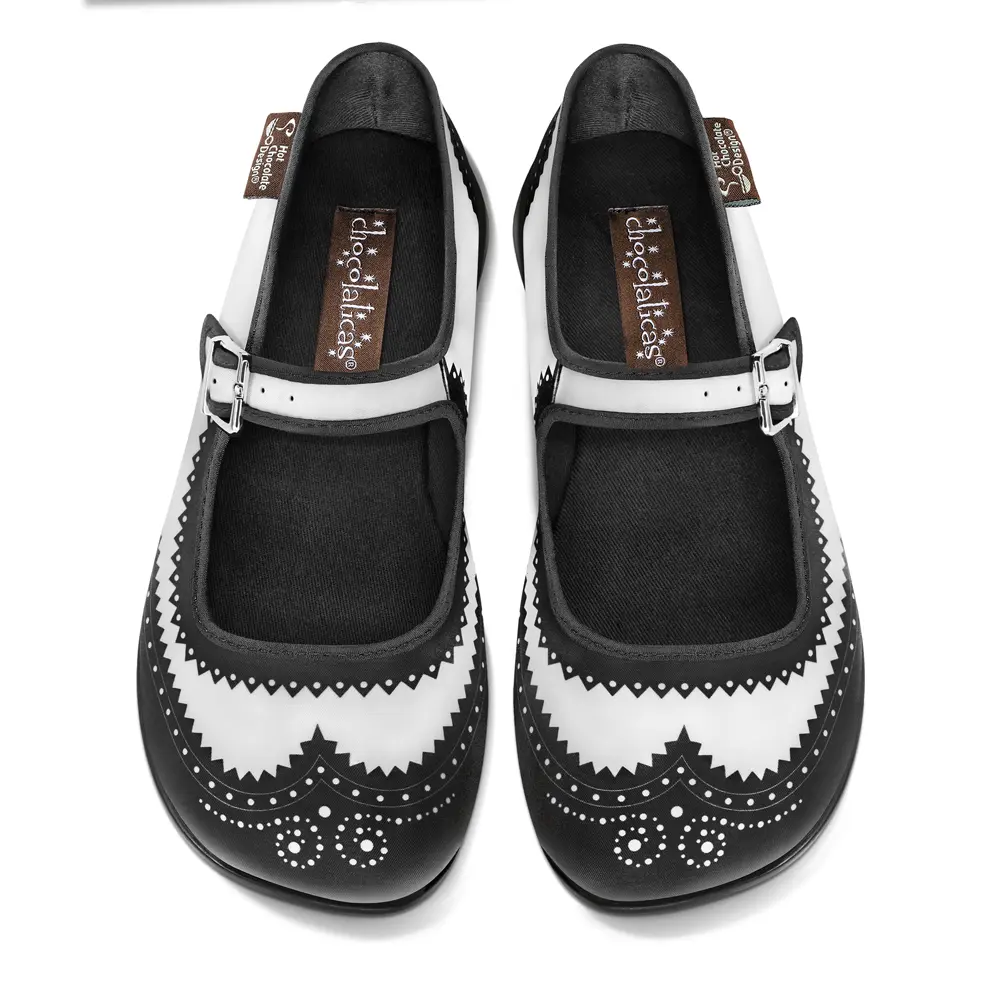 Havana Mary Jane Flats | Vintage Black and White Statement Shoes by Hot Chocolate Design