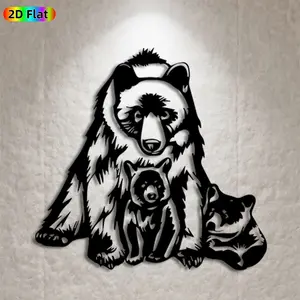 1pc Bear Family Metal Wall Art, Heartwarming Bear Family Statue Mural, Ideal Gift for New Year, Christmas, Wildlife Decor Enthusiasts,  Wall Sculptures, Perfect for Outdoor Garden Wall & Backyard Fence, Charming Family-Themed Outdoor Decor