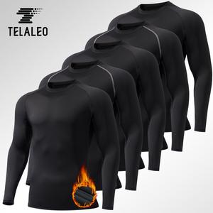 TELALEO 5 value pack Men's Thermal Compression Shirt Fleece Lined Long Sleeve Athletic Base Layer Cold Weather Gear Workout Top Outdoor Clothing Sport Exercise Menswear  Beige Biker Crewneck Plain christmas gifts dealsforyoudays outdoorfun