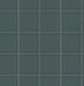 4169-27610 Auberge Teal Plaid Wallpaper