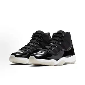 All Black Patent Leather High-Top Basketball Sneakers | Classic Retro Spliced Design for Streetwear & Collecting