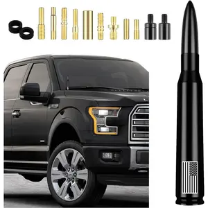 Car Bullet Antenna,Truck Exterior Decoration Accessories Antenna Toppers[New Upgrade Flag Design] AM/FM Radio Signal for Car SUV Truck Most Auto Cars Antenna Accessories Replacement (Black