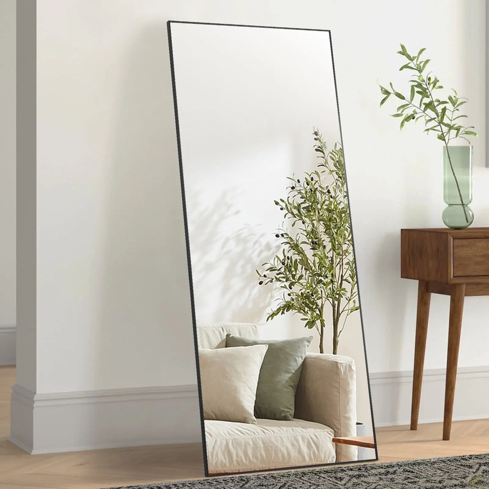71''x31'' Extra Large Tempered Glass Floor Mirror with Aluminum Alloy Frame - Standing, Hanging or Leaning Full-Length Rectangle for Living Room, Bedroom (Home Decor, Home Supplies)