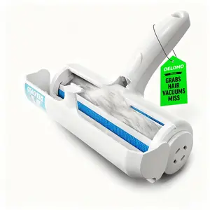 DELOMO Roller Pet Hair Remover and Reusable Lint Roller for Cat & Dog Hair on Furniture Couch Carpet Clothing Bedding Portable Multi-Surface Fur Removal Tool White - Shedding Grooming Kit