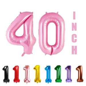 1pc Large Size 40 Inch Number Balloon for Birthday, Anniversary, DIY Party Decoration Foil Balloons