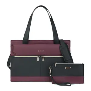 Laptop Bag for Women 17 Inch Tote Work Professional Leather Computer Briefcase Waterproof Handbag Shoulder Large Capacity Business Teacher Office Crossbody Purse