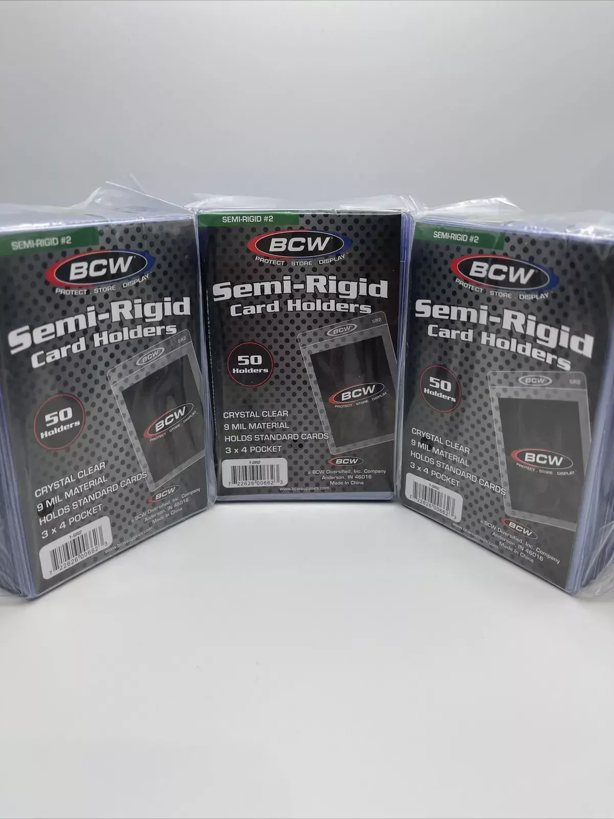 BCW Semi-Rigid Card Holders #2 3 Packs of 50 Sleeves, 150 Total
