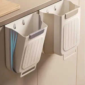 Collapsible Hanging Kitchen Trash Can,Foldable Trash Can Cabinet Hanging Garbage,Small and Convenient Countertop Rubbish Bin Kitchen Bathroom Accessories Home,SummerVibes.