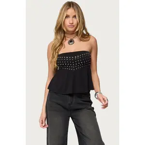 Edikted Women's Alease Stud & Grommet Strapless Top