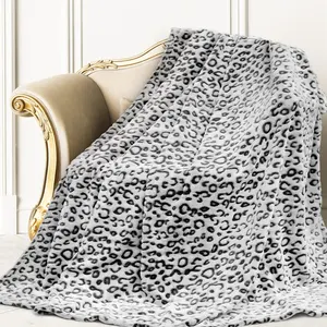 Print Blanket Soft Cozy Black Fleece Blankets Lightweight Plush Fuzzy Dark Gray Leopard Print Blanket Decor Birthday Gifts for Bed Women Men
