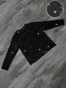 Men's Long Sleeve T-Shirt, Basic Layering Tee, Sequin Craftsmanship, Plain Net Color, Fashion Casual Daily Wear, Perfect Gift Choice